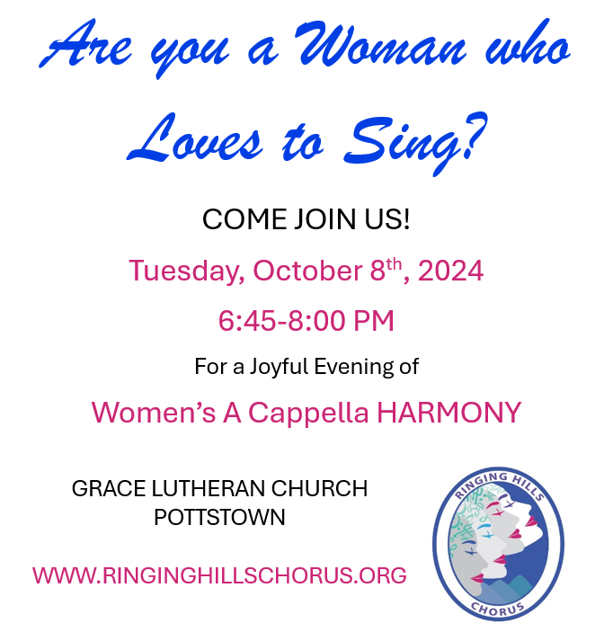 Join Ringing Hills Chorus October 8th, 2024